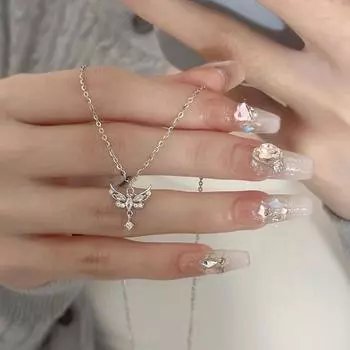 Милое женское ожерелье в виде бабочки, сверкающий кристалл циркон, эстетичный воротник, цепочка, ожерелья, подвески, воротник, чокер, украшения для вечеринок бездна