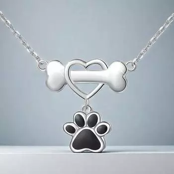 Милое женское ожерелье в виде собачьего когтя, подвеска из черного серебра, 1 шт., подарочная кость с капельным клеем, европейская и американская мода, популярная ручная работа серебряный