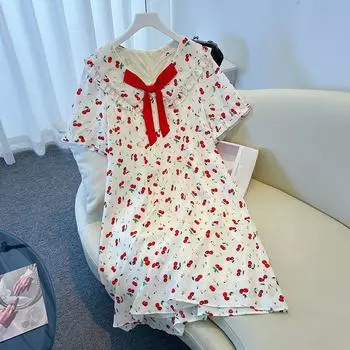 Милое женское платье больших размеров для стройнящего лета 2XL