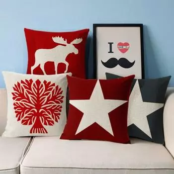 Милое животное олень белая звезда льняной чехол для дивана домашний диван спальня наволочка 3