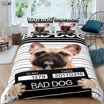 Милое животное Собака 3D стерео печать пододеяльник Детская комната пододеяльник комплект из трех предметов постельные принадлежности текстильные изделия EU 135x200cm 2PCS