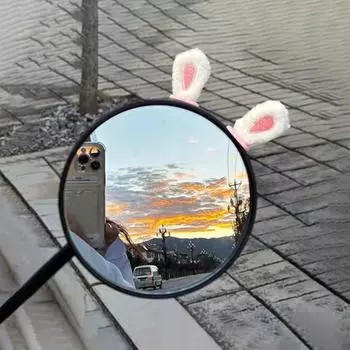 Милые 3D-наклейки «Уши кролика», полоска для удара, украшение для салона зеркала заднего вида автомобиля, плюшевая наклейка заднего вида Kawaii, декор