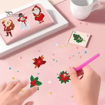 Милые 5D алмазные наклейки в рождественском стиле, устойчивые к выцветанию, без запаха, улучшающие координацию, алмазные художественные наклейки разноцветный