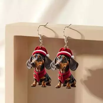 Милые акриловые серьги в виде собак для женщин и подруг чёрный