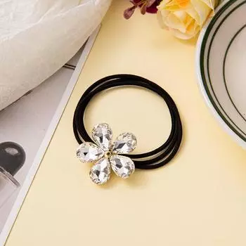 Милые эластичные резинки для волос с кристальными цветами для девочек - 1 шт. Женские аксессуары для волос