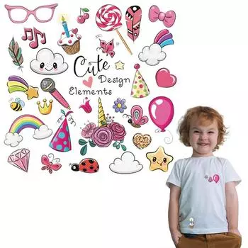 Милые элементы одежды для девочек, значки, нашивки, футболка «сделай сам», платья, новый дизайн, термопереносные наклейки с цветочной аппликацией и горячими слезами