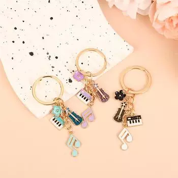 Милые эмалевые мини-музыкальные инструменты, брелок для ключей, пианино, гитара, брелок, подвески для женщин, девочек, украшение для сумочки, сделай сам, ювелирный подарок фиолетовый