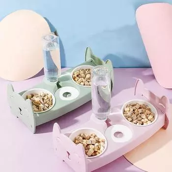 Милые антиопрокидывающиеся миски для еды и воды, кормление домашних животных, медленная еда, двойная пластиковая миска для домашних животных