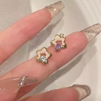 Милые асимметричные серьги-гвоздики в форме звезды, женские легкие роскошные серьги в форме пятиконечной звезды, изысканные осенние и зимние украшения