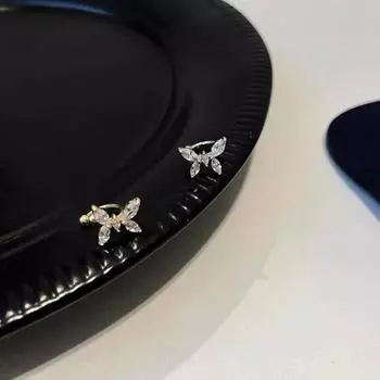 Милые эстетические серьги-манжеты с кристаллами, клипсы-бабочки, серьги Y2k, корейская мода, искусственный пирсинг, серьги-феи, аксессуары в стиле гранж