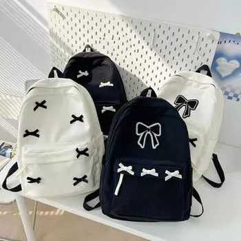 Милые эстетичные рюкзаки с бантом, легкие школьные сумки для книг, милые студенческие рюкзаки для девочек, женские вельветовые рюкзаки для колледжа