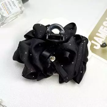 Милые атласные заколки-краб с большим бантом для женщин, элегантные заколки-хвосты с бантом, аксессуары для головных уборов, двухсторонние заколки-акулы