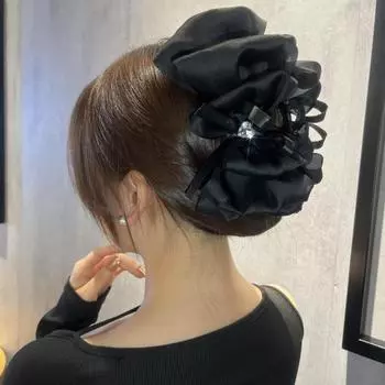 Милые атласные заколки-краб с большим бантом для женщин, элегантные заколки-хвосты с бантом, аксессуары для головных уборов, двухсторонние заколки-акулы красный