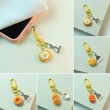Милые аксессуары для брелоков Хлеб Брелок для ключей Пряжка для ключей Пончик Имитация столовых приборов