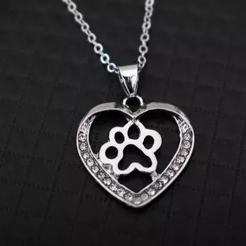 Милые аксессуары для пар Креативный вырез Любовь Собака Коготь Кулон Ожерелье Мода Бриллиант Поп Все Панк Вечеринка Праздничный подарок Ne серебряный