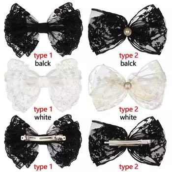 Милые аксессуары для волос Многофункциональные заколки для волос Кружевные заколки для волос Заколки-банты для волос в виде конского хвоста black-type 1