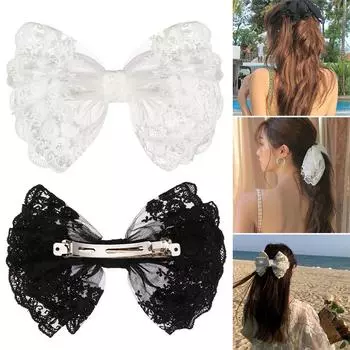 Милые аксессуары для волос, разноцветные заколки для волос с хвостиком и бантом, заколки для волос, кружевные заколки для волос