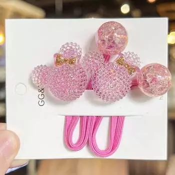 Милые аксессуары для волос в виде головы мышки принцессы, эластичные резинки для волос для детей, девочек, эластичные веревки для волос, детские аксессуары для волос