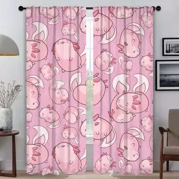 Милые Аксолотль Современные Шторы Для Гостиной 2 Части Затемняющие Шторы Раздел Домашний Интерьер Шторы Для Камеры Шторы Для Кухни W50xH70cmx2pcs-CL