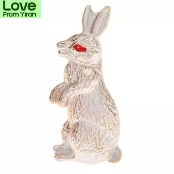 Милые белые броши-булавки в виде кролика для женщин, украшения в виде животных зодиака, доступные цвета, яркие милые аксессуары серый