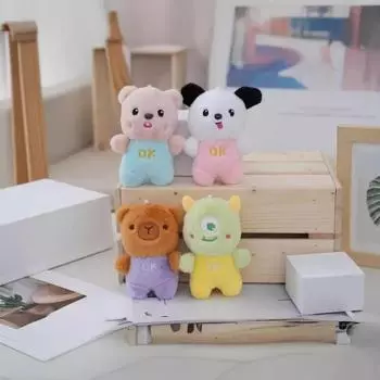 Милые брелки для ключей в виде куклы-питомца, мультяшные животные, мягкая игрушка с цепочкой из бисера, украшение для школьного ранца для девочек, милый брелок 12cm