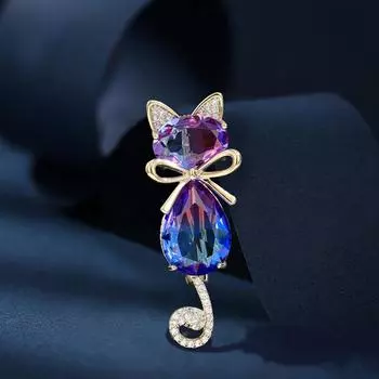 Милые броши в виде котенка с бантом для женского костюма, шарфа, пряжки, простые стразы, милые броши в виде кота, булавки, ювелирные изделия, подарки