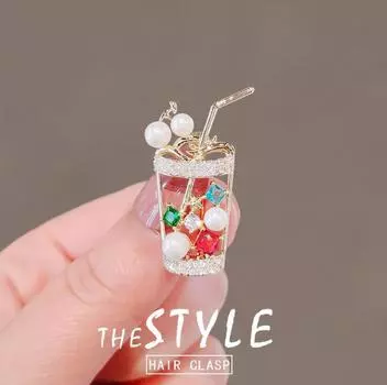 Милые броши в виде напитков для женщин, унисекс, стразы, жемчуг, чашка сока и соломинка, повседневные броши-булавки, подарки