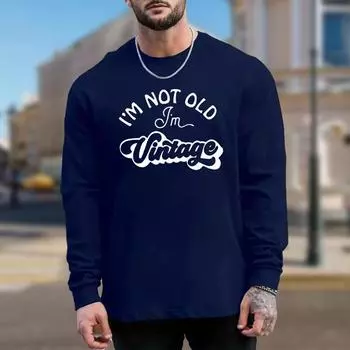 Милые буквы Принт Мужские футболки с длинным рукавом Футболки с круглым вырезом Повседневный свитер Мужская одежда Большие размеры XS белый