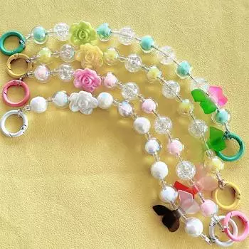 Милые бусины-камелии в виде банта для мобильного телефона, цепочка для телефона с защитой от потери, брелок для ключей с подвеской в виде чашки для воды, цепочка для сумки, наушники, камеры, цепочки белый