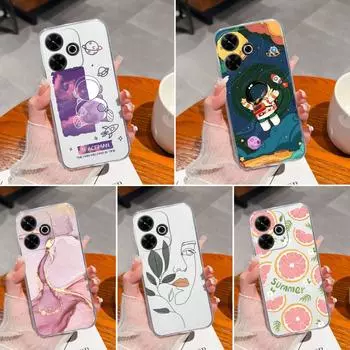 Милые чехлы с астронавтами для Xiaomi Redmi 13 14C 14R A3 Pro A4 K80 Pro K70 Ultra Note 14 Pro Plus 4G 5G Прозрачные модные этикетки Силиконовые, подходящие для Redmi Redmi 13 4G