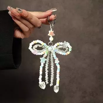 Милые цветные бусины для мобильного телефона, симпатичный бант, подвеска для мобильного телефона, амулеты, женский чехол для мобильного телефона, ювелирные изделия onesize