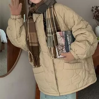 Милые цветные повседневные пальто из овечьей шерсти для женщин, корейская мода, хлопковая стеганая куртка, женская осенне-зимняя однобортная теплая однотонная парка с длинным рукавом S хаки
