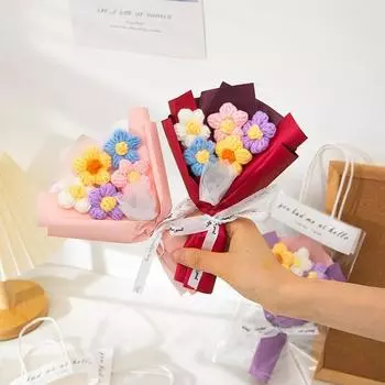 Милые цветы крючком Мини-цветок Букет цветов ручной работы Вязаные крючком Искусственные цветы Вязаные букеты Подарок на День матери