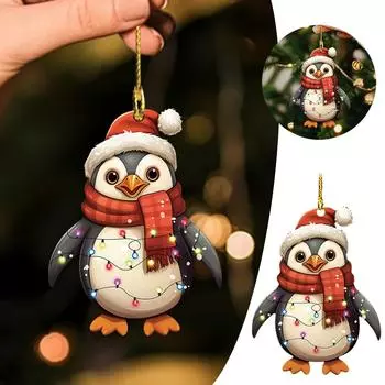 Милые деревянные рождественские украшения в виде пингвина, подходящие в качестве сувениров для женщин, мужчин и друзей One Size