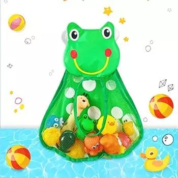 Милые детские игрушки для ванной, организованная сетчатая игрушка-утка-лягушка, 1 шт., сумка для хранения и присоски, водные игрушки для ванной комнаты тигровый