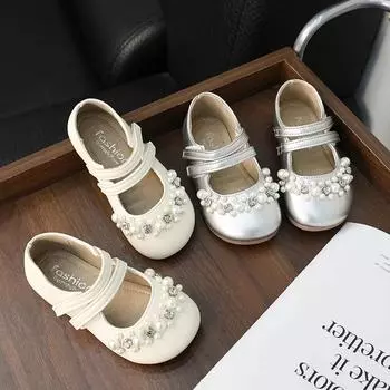 Милые детские кожаные туфли на плоской подошве, универсальные туфли для девочек, элегантные, шикарные, детские, модные, принцесса, повседневные туфли на плоской подошве, мягкая подошва 23 бежевый