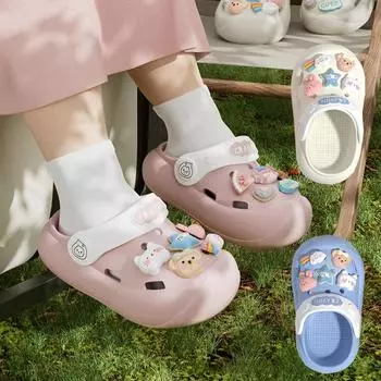 Милые детские летние сандалии «сделай сам» для девочек и мальчиков, Нескользящие детские тапочки, пляжная детская летняя обувь для купания, игр в воде 130(insole 13cm) чёрный