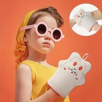 Милые детские мочалки для купания, перчатки, детские перчатки для душа, отшелушивающая перчатка для купания, перчатки для скраба для тела с петлей для подвешивания, средство для удаления омертвевшей кожи белый