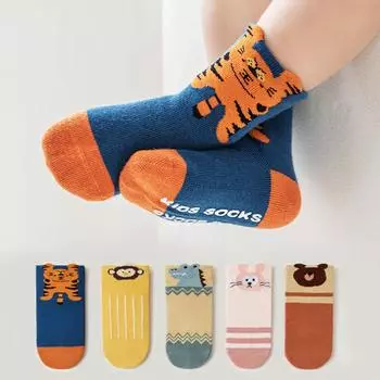 Милые детские носки, Нескользящие хлопковые носки для новорожденных для мальчиков и девочек, детские носки с героями мультфильмов, весна-осень, От 0 до 3 лет 0-1Y