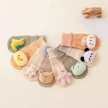 Милые детские носки с мультяшными животными для мальчиков и девочек, милые 3D стереоигрушки, нескользящие носки для малышей, весна-осень, первые носки для ходьбы S