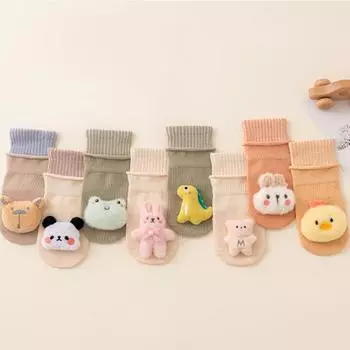 Милые детские носки с мультяшными животными для мальчиков и девочек, милые 3D стереоигрушки, нескользящие носки для малышей, весна-осень, первые носки для ходьбы S