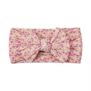 Милые детские повязки на голову с бантиком, мягкие эластичные нейлоновые повязки для волос для девочек, однотонный бант, тюрбан, головной убор с подсолнухом, аксессуар для волос One Size