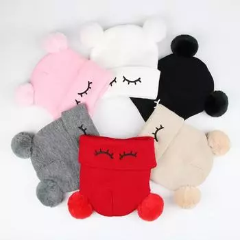 Милые детские шапки для малышей, для мальчиков и девочек, вязаная крючком шапочка, зимняя теплая шапка чёрный