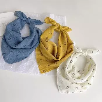 Милые детские шарфы из хлопка и льна, тонкие шелковые шарфы для мальчиков и девочек, маленькие квадратные шарфы для малышей, треугольные слюнявчики для малышей 45 * 45cm белый
