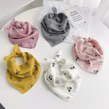 Милые детские шарфы из хлопка и льна, тонкие шелковые шарфы для мальчиков и девочек, маленькие квадратные шарфы для малышей, треугольные слюнявчики для малышей 45 * 45cm белый
