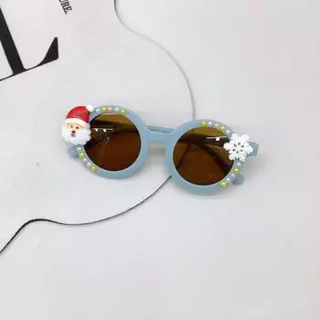 Милые детские солнцезащитные очки в круглой оправе, модные детские солнцезащитные очки в виде снежинки и Санты, вогнутые очки с козырьком