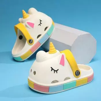 Милые детские тапочки Shit-Stepping, женские нескользящие детские туфли с единорогом, детские пляжные туфли с рисунком для мужчин 24 розовый