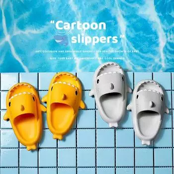 Милые детские тапочки в виде акулы для детей, противоскользящие шлепанцы, домашняя домашняя обувь для ванной комнаты, летняя мягкая обувь ярких цветов из Эва, забавная мультяшная обувь 150 зелёный