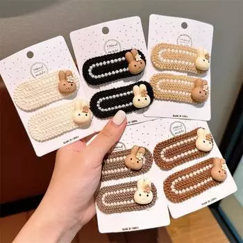 Милые детские вязаные детские заколки для волос в виде кролика, заколки для волос для девочек, сломанные заколки для волос, набор аксессуаров для волос