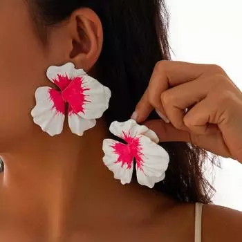 Милые девушки цветы серьги-гвоздики женская мода капельное масло градиент цвета металлический сплав сложенные нерегулярные цветочные серьги ювелирные аксессуары